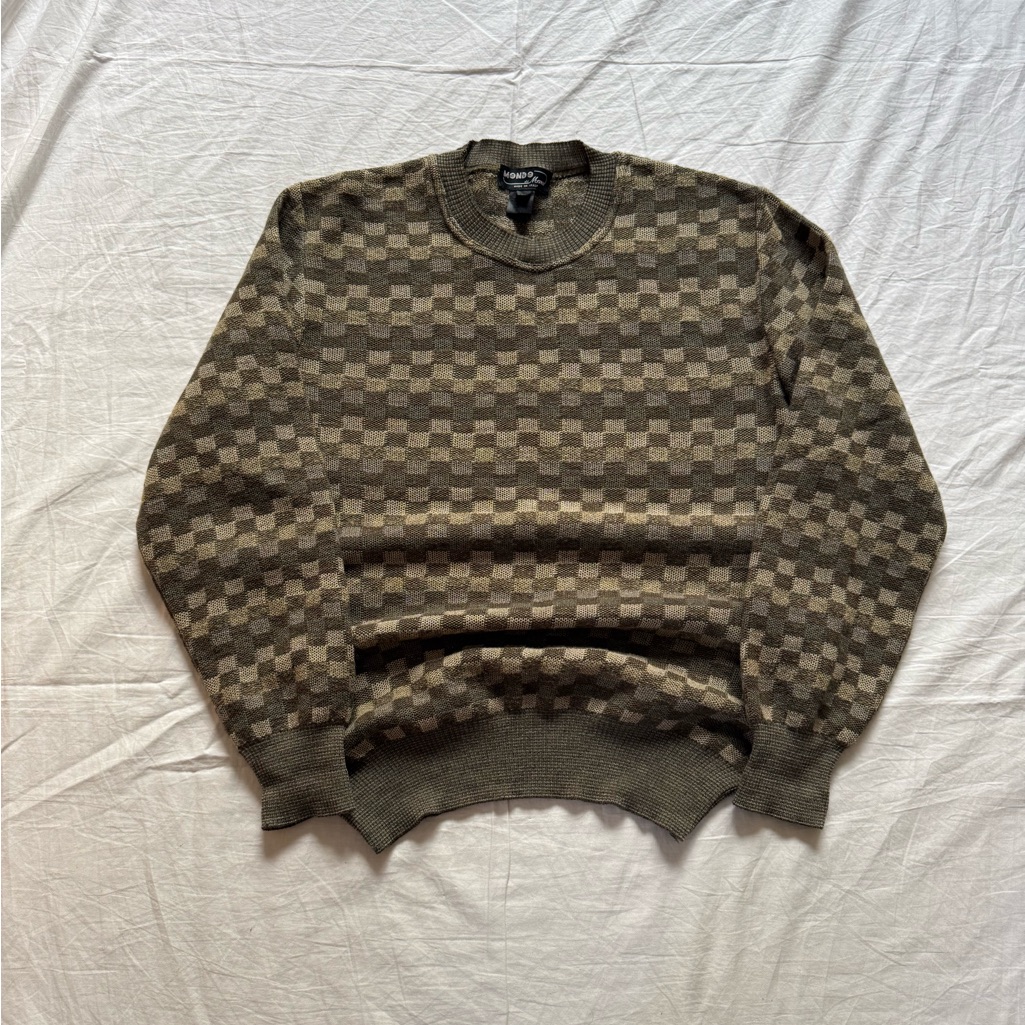 Vintage Mohair/Wool Checkered Knit Sweater Men’s M